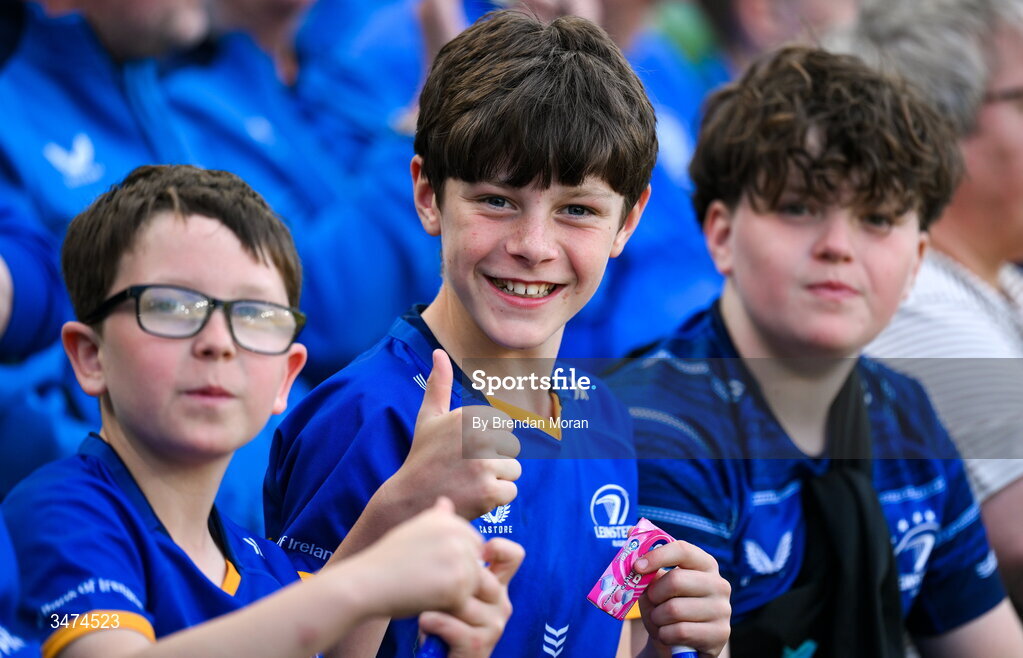 30 May 2026; Leinster supporters during the United Rugby Championship quarter-final match between Leinster and Lions at the Aviva Stadium in Dublin. Photo by Brendan Moran/Sportsfile
