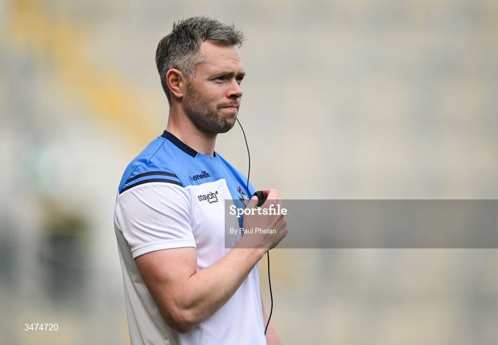 31 May 2026; Dublin acting manager Dean Rock in the closing minutes of the GAA Football All-Ireland Senior Championship Round 1 match between Dublin and Louth at Croke Park in Dublin. Photo by Paul Phelan/Sportsfile