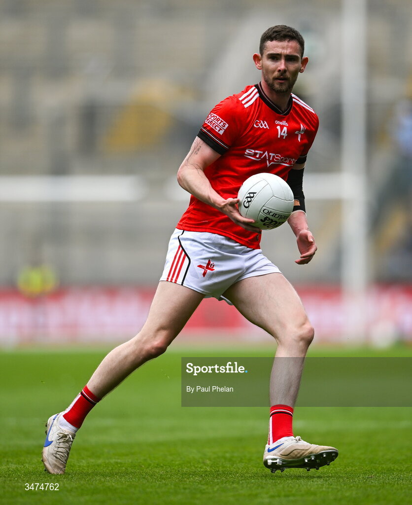31 May 2026; Ciaran Downey of Louth during the GAA Football All-Ireland Senior Championship Round 1 match between Dublin and Louth at Croke Park in Dublin. Photo by Paul Phelan/Sportsfile
