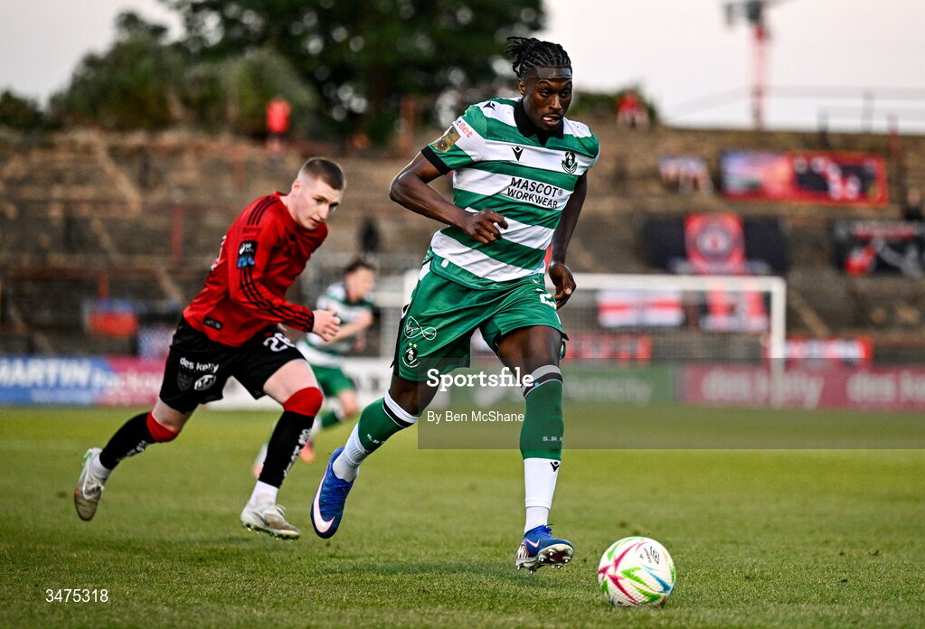25 May 2026; Tunmise Sobowale of Shamrock Rovers during the SSE Airtricity Men’s Premier Division match between Bohemians and Shamrock Rovers at Dalymount Park in Dublin. Photo by Ben McShane/Sportsfile