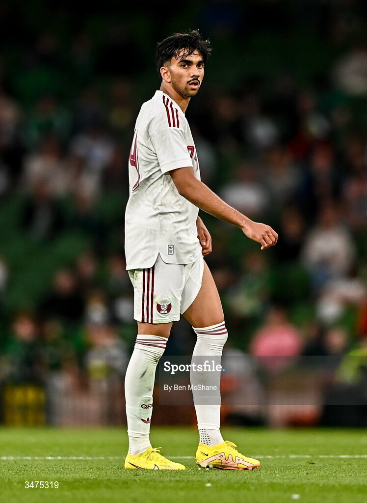 28 May 2026; Tahsin Jamshid of Qatar during the international friendly match between Republic of Ireland and Qatar at the Aviva Stadium in Dublin. Photo by Ben McShane/Sportsfile