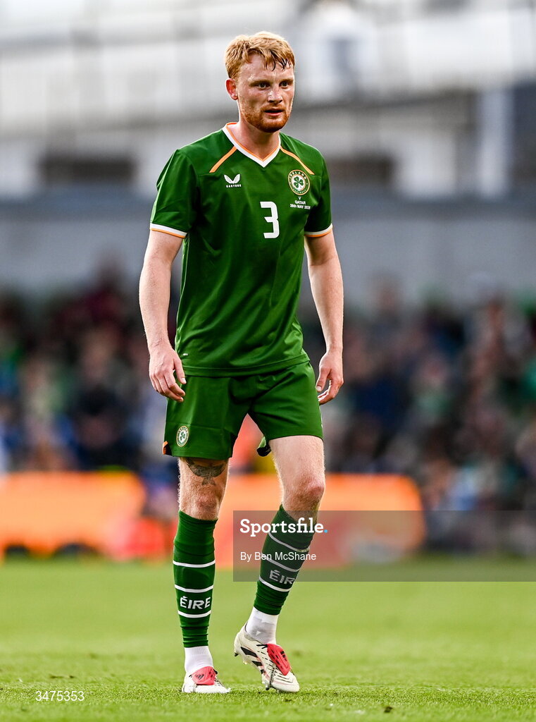 28 May 2026; Liam Scales of Republic of Ireland during the international friendly match between Republic of Ireland and Qatar at the Aviva Stadium in Dublin. Photo by Ben McShane/Sportsfile