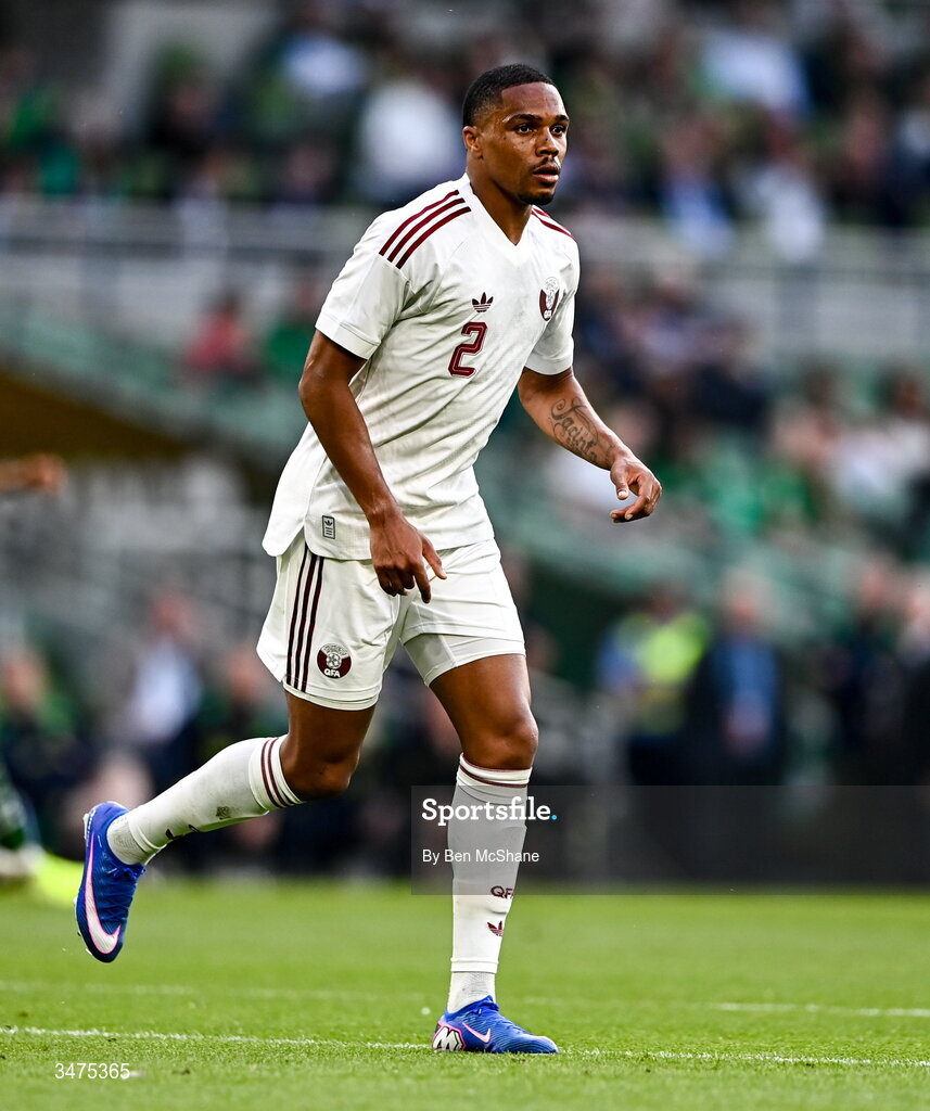 28 May 2026; Pedro Miguel of Qatar during the international friendly match between Republic of Ireland and Qatar at the Aviva Stadium in Dublin. Photo by Ben McShane/Sportsfile