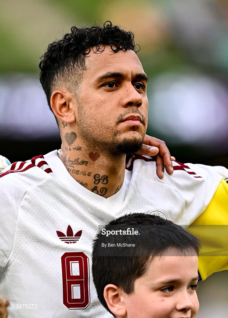 28 May 2026; Edmilson Junior of Qatar before the international friendly match between Republic of Ireland and Qatar at the Aviva Stadium in Dublin. Photo by Ben McShane/Sportsfile