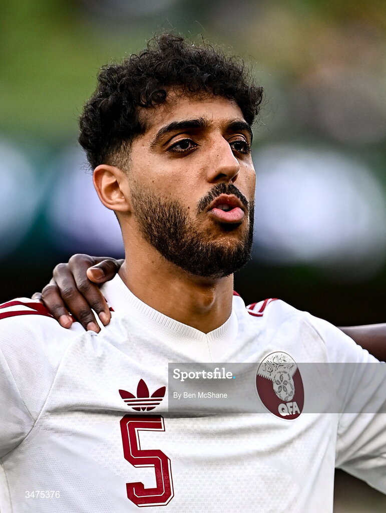 28 May 2026; Jassem Gaber of Qatar before the international friendly match between Republic of Ireland and Qatar at the Aviva Stadium in Dublin. Photo by Ben McShane/Sportsfile
