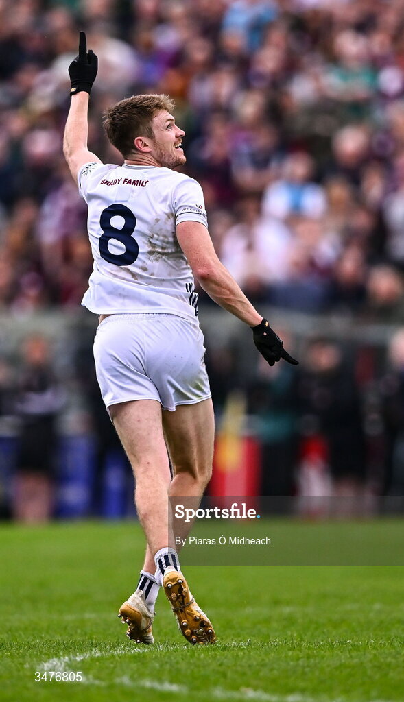 3 May 2026; Kevin Feely of Kildare during the Leinster GAA Football Senior Championship semi-final match between Kildare and Westmeath at Glenisk O'Connor Park in Tullamore, Offaly. Photo by Piaras Ó Mídheach/Sportsfile