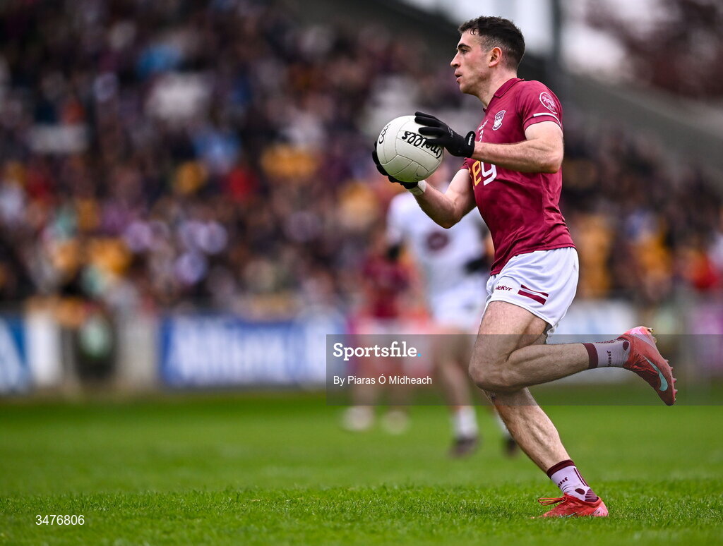 3 May 2026; Charlie Drumm of Westmeath during the Leinster GAA Football Senior Championship semi-final match between Kildare and Westmeath at Glenisk O'Connor Park in Tullamore, Offaly. Photo by Piaras Ó Mídheach/Sportsfile