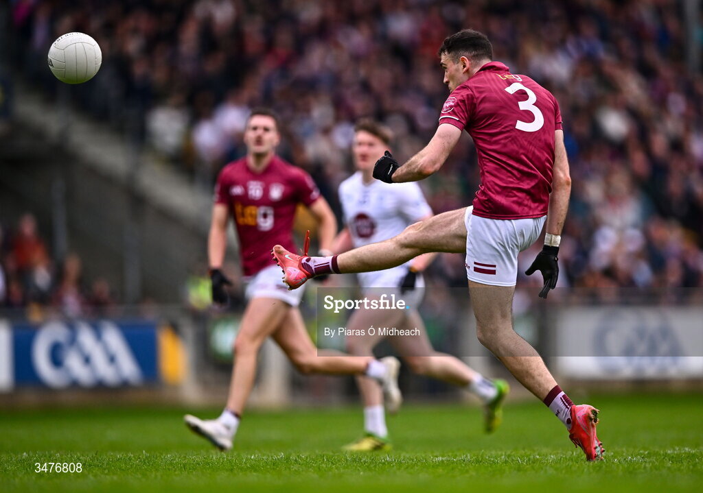 3 May 2026; Charlie Drumm of Westmeath during the Leinster GAA Football Senior Championship semi-final match between Kildare and Westmeath at Glenisk O'Connor Park in Tullamore, Offaly. Photo by Piaras Ó Mídheach/Sportsfile
