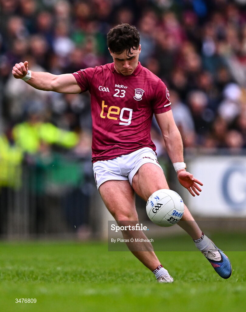 3 May 2026; Danny McCartan of Westmeath during the Leinster GAA Football Senior Championship semi-final match between Kildare and Westmeath at Glenisk O'Connor Park in Tullamore, Offaly. Photo by Piaras Ó Mídheach/Sportsfile