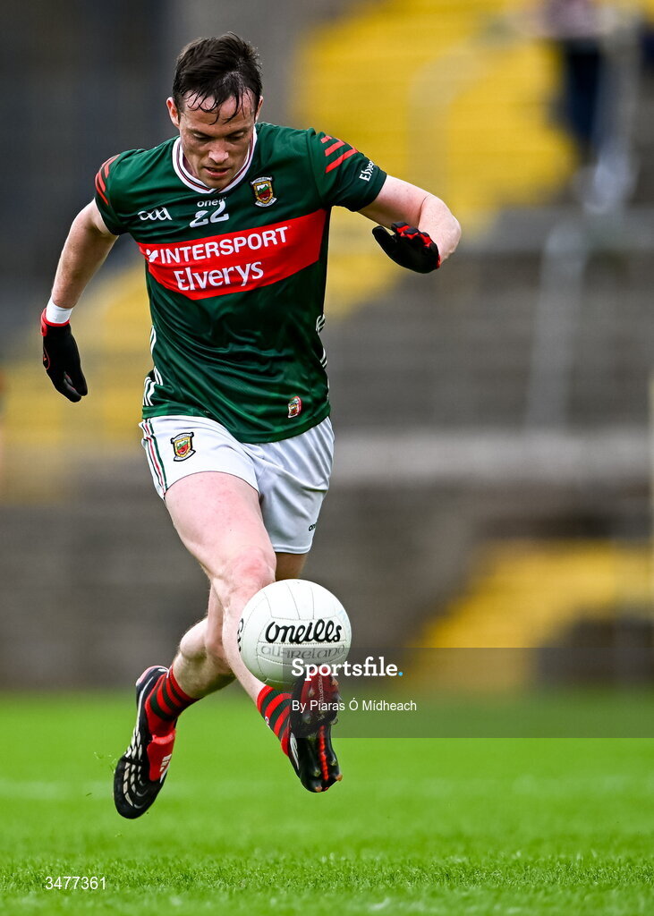 31 May 2026; Stephen Coen of Mayo during the GAA Football All-Ireland Senior Championship Round 1 match between Monaghan and Mayo at St Tiernach's Park in Clones, Monaghan. Photo by Piaras Ó Mídheach/Sportsfile