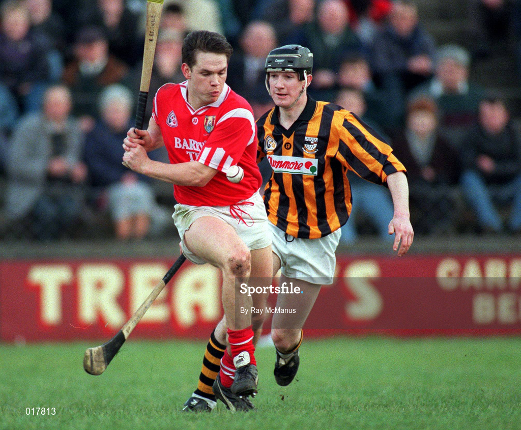 3 March 1996; Alan Browne of Cork in action against John Costello of Kilkenny during the National Hurling League Division 1 match between Kilkenny and Cork at Nowlan Park in Kilkenny. Photo by Ray McManus/Sportsfile