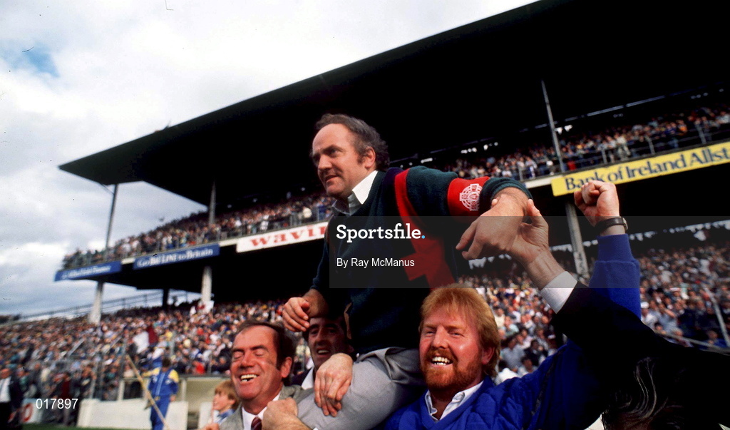 4 September 1988; Galway manager Cyril Farrell is congratulated by supporters following the All-Ireland Senior Hurling Championship Final match between Galway and Tipperary at Croke Park in Dublin. Photo by Ray McManus/