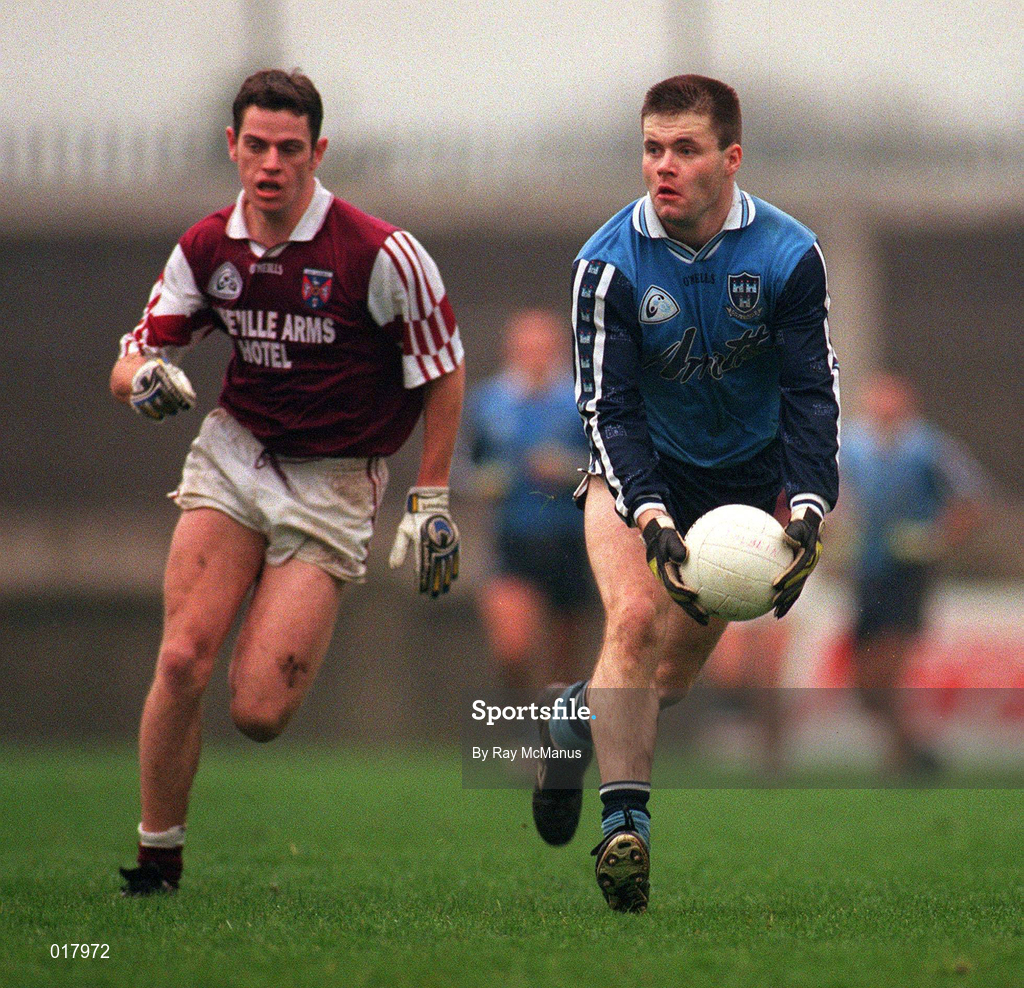 30 January 1999; Dessie Farrell of Dublin in action against David Murphy of Westmeath during the O'Byrne Cup Semi-Final match between Dublin and Westmeath at Parnell Park in Dublin. Photo by Ray McManus/Sportsfile