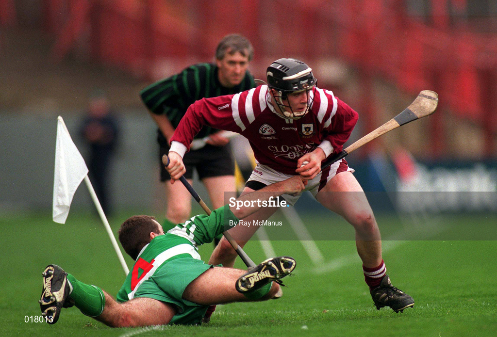 17 March 1997; Eugene Cloonan of Athenry in action against Martin Hartigan of Wolfe Tones during the All-Ireland Senior Club Hurling Championship Final match between Athenry and Wolfe Tones at Croke Park in Dublin. Photo by Ray McManus/Sportsfile