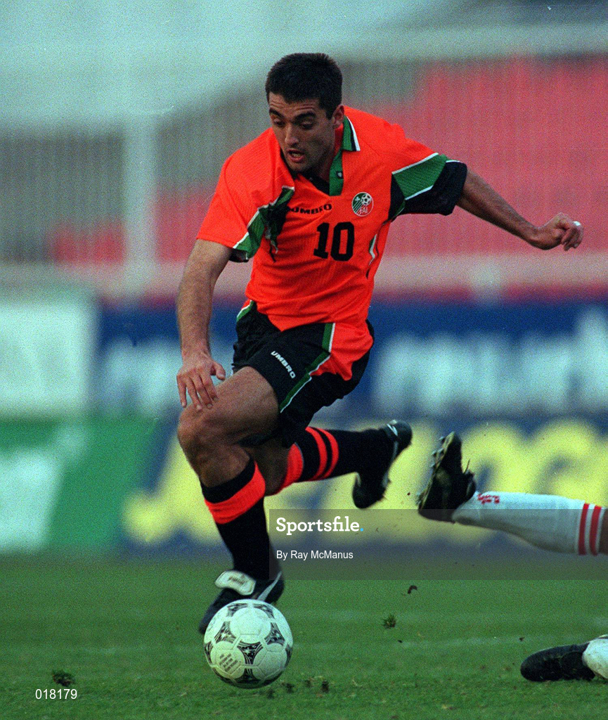 2 April 1997; Jon Goodman of Republic of Ireland during the FIFA World Cup 1998 Group 8 Qualifier match between FYR Macedonia and Republic of Ireland at the City Stadium in Skopje, FYR Macedonia. Photo by Ray McManus/Sportsfile
