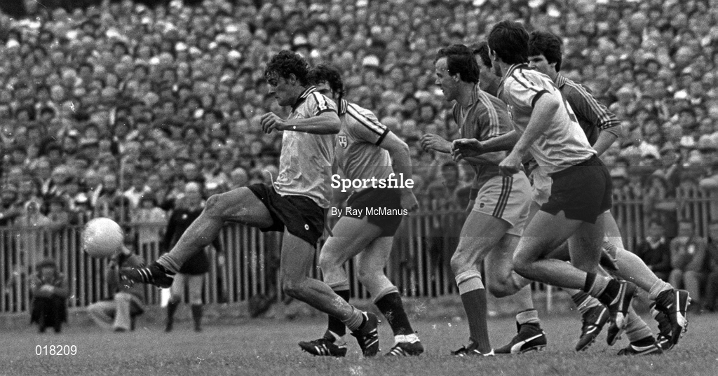 5 July 1981; Kevin Moran of Dublin during the Leinster Senior Football Championship Semi-Final match between Dublin and Laois at O'Connor Park, Tullamore. Photo by Ray McManus/Sportsfile