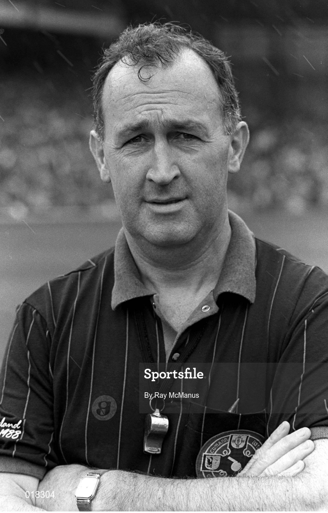 20 August 1989; Referee Mickey Kerins during the All-Ireland Senior Football Championship Semi-Final match between Cork and Dublin at Croke Park in Dublin. Photo by Ray McManus/Sportsfile