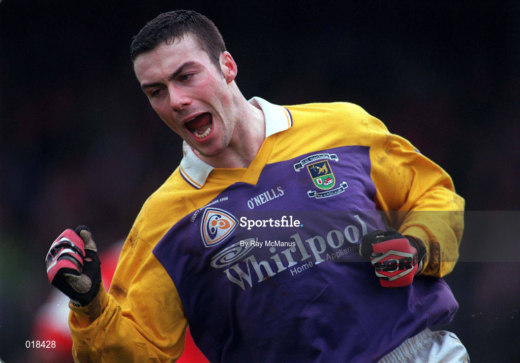31 January 1999; Ray Cosgrove of Kilmacud Crokes celebrates after scoring a point during the AIB Leinster Club Football Championship Final 2nd Replay match between Éire Og and Kilmacud Crokes at St Conleths Park in Newbridge, Kildare. Photo by Ray McManus/Sportsfile