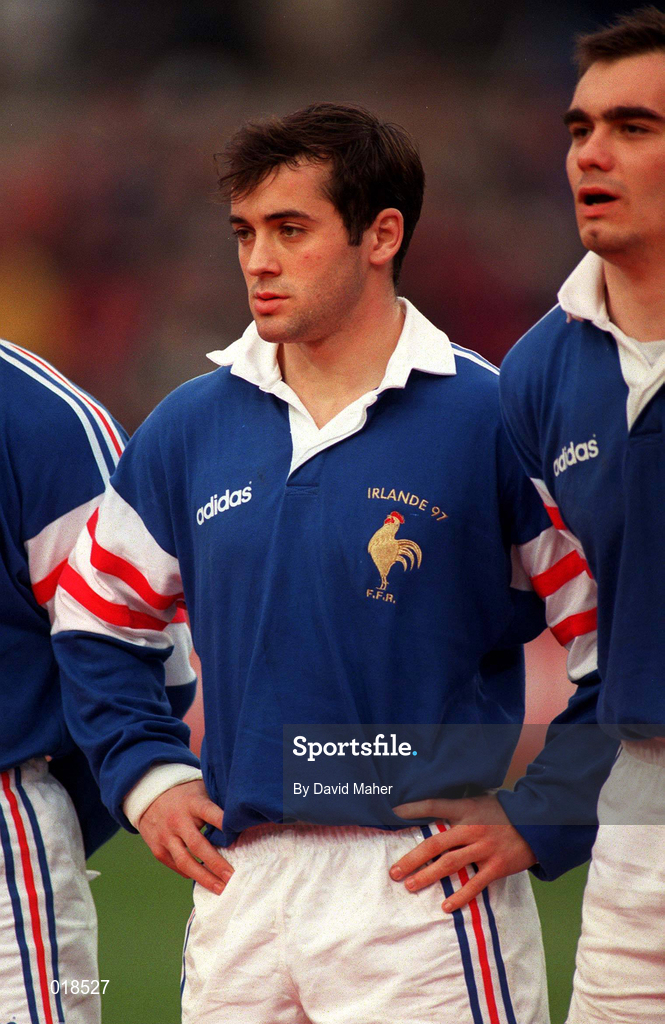 18 January 1997; Thomas Castaignede of France looks on prior to the Five Nations Rugby Championship match between Ireland and France at Lansdowne Road in Dublin. Photo by David Maher/Sportsfile