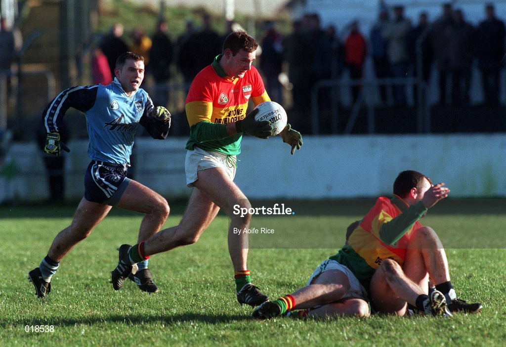 16 January 1999; Tom Lynch of Carlow on his way to score his side's first goal during the O'Byrne Cup Quarter-Final match between Carlow and Dublin at Dr Cullen Park in Carlow. Photo by Aoife Rice/Sportsfile