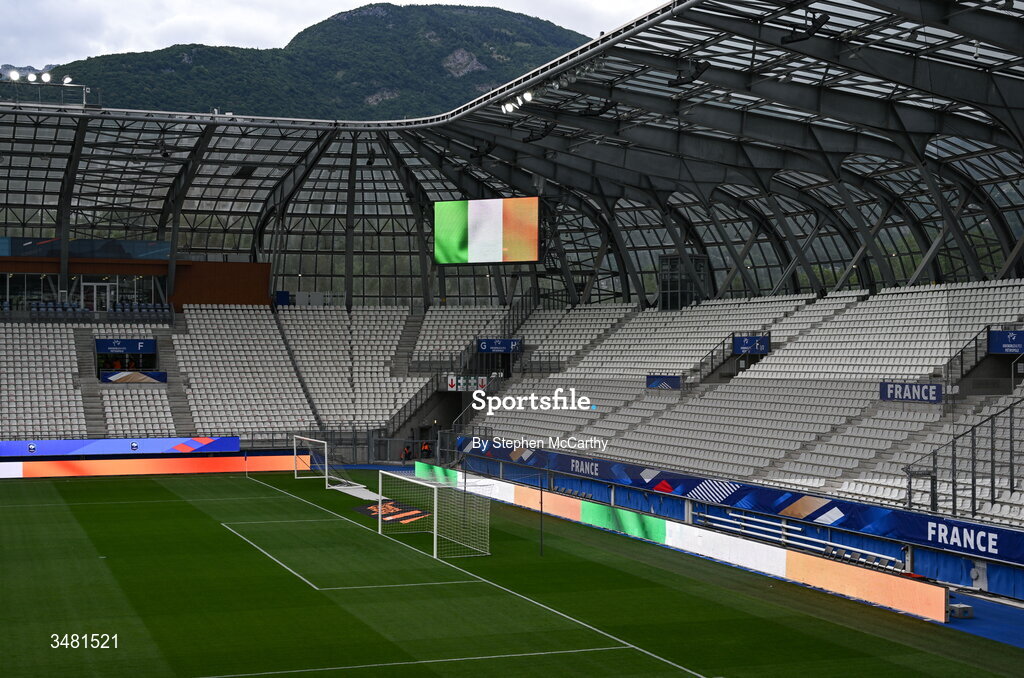 9 June 2026; A general view of Stade des Alpes before the 2027 FIFA Women’s World Cup Qualifier match between France and Republic of Ireland at Stade des Alpes in Grenoble, France. Photo by Stephen McCarthy/Sportsfile