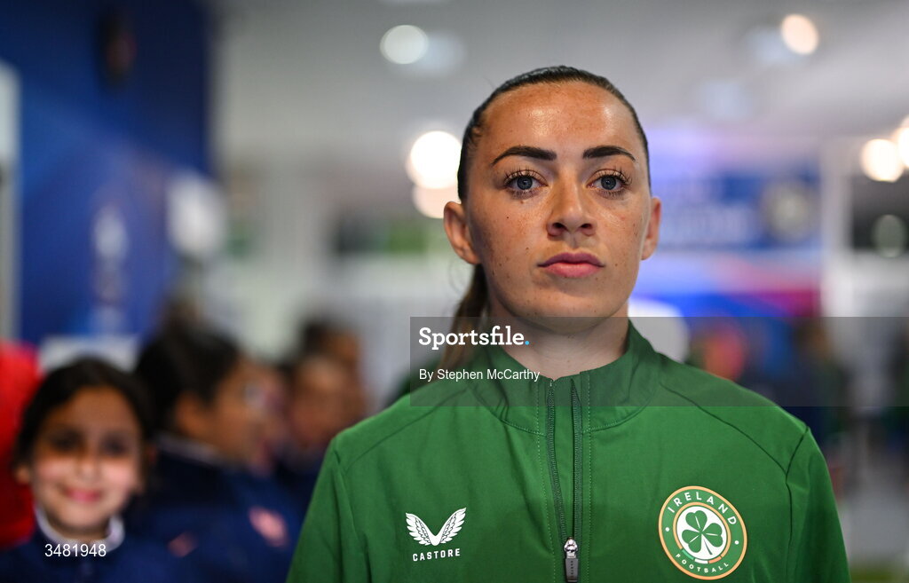 9 June 2026; Republic of Ireland captain Katie McCabe in the tunnel before leading out her team for the 2027 FIFA Women’s World Cup Qualifier match between France and Republic of Ireland at Stade des Alpes in Grenoble, France. Photo by Stephen McCarthy/Sportsfile