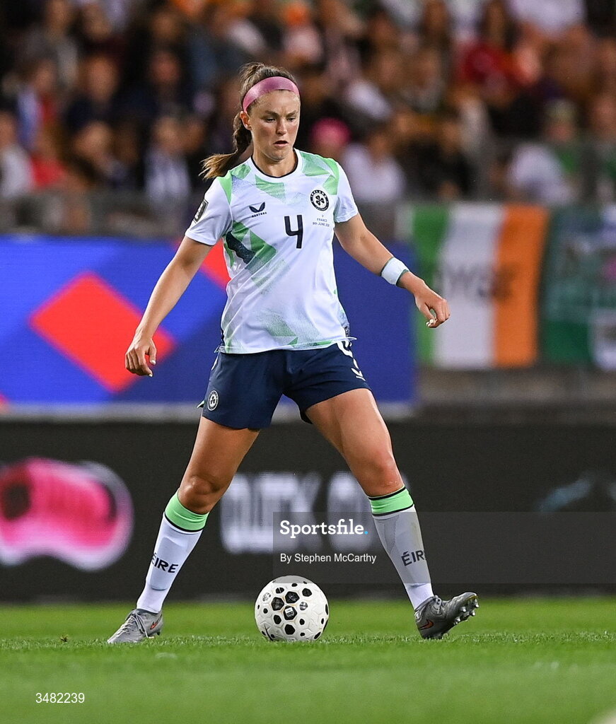 9 June 2026; Caitlin Hayes of Republic of Ireland during the 2027 FIFA Women’s World Cup Qualifier match between France and Republic of Ireland at Stade des Alpes in Grenoble, France. Photo by Stephen McCarthy/Sportsfile
