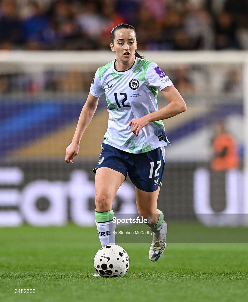 9 June 2026; Anna Patten of Republic of Ireland during the 2027 FIFA Women’s World Cup Qualifier match between France and Republic of Ireland at Stade des Alpes in Grenoble, France. Photo by Stephen McCarthy/Sportsfile