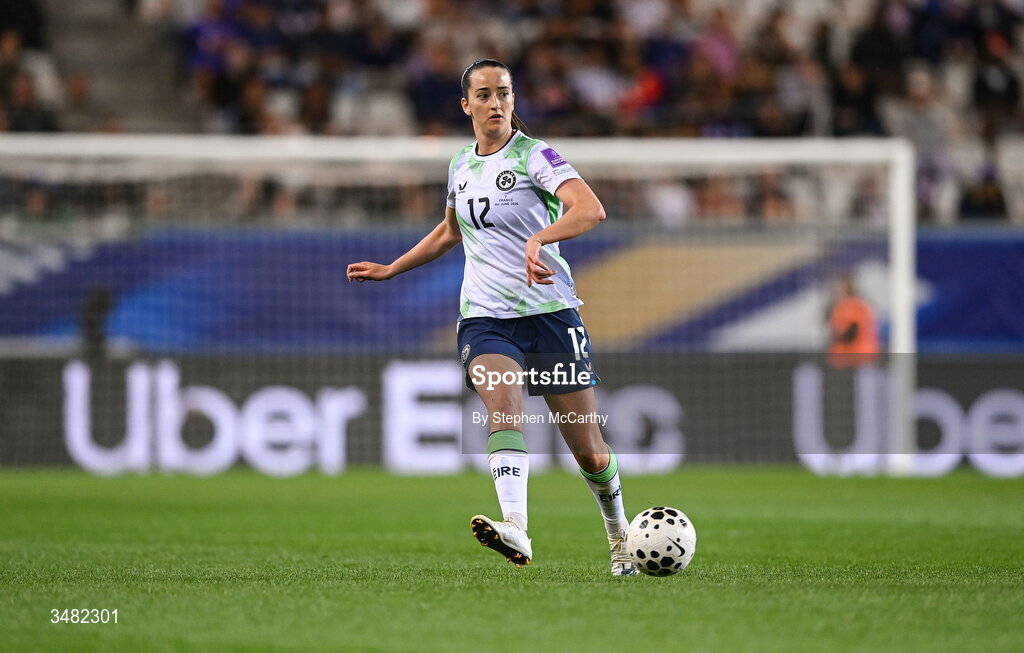 9 June 2026; Anna Patten of Republic of Ireland during the 2027 FIFA Women’s World Cup Qualifier match between France and Republic of Ireland at Stade des Alpes in Grenoble, France. Photo by Stephen McCarthy/Sportsfile