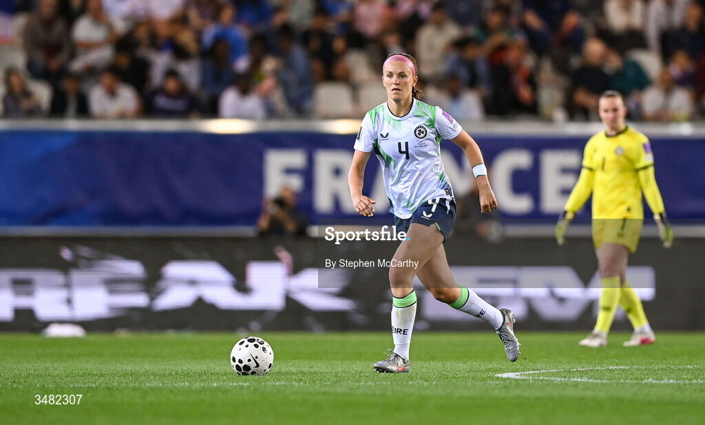 9 June 2026; Caitlin Hayes of Republic of Ireland during the 2027 FIFA Women’s World Cup Qualifier match between France and Republic of Ireland at Stade des Alpes in Grenoble, France. Photo by Stephen McCarthy/Sportsfile