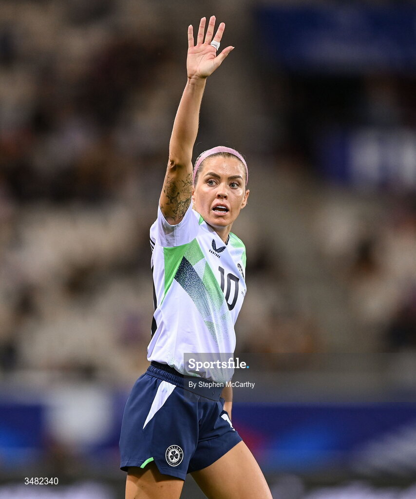9 June 2026; Denise O'Sullivan of Republic of Ireland during the 2027 FIFA Women’s World Cup Qualifier match between France and Republic of Ireland at Stade des Alpes in Grenoble, France. Photo by Stephen McCarthy/Sportsfile