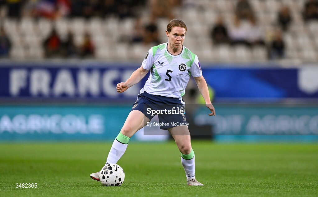 9 June 2026; Aoife Mannion of Republic of Ireland during the 2027 FIFA Women’s World Cup Qualifier match between France and Republic of Ireland at Stade des Alpes in Grenoble, France. Photo by Stephen McCarthy/Sportsfile