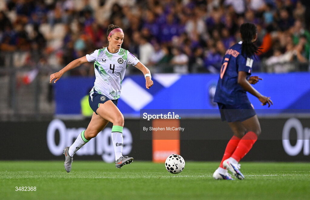 9 June 2026; Caitlin Hayes of Republic of Ireland during the 2027 FIFA Women’s World Cup Qualifier match between France and Republic of Ireland at Stade des Alpes in Grenoble, France. Photo by Stephen McCarthy/Sportsfile