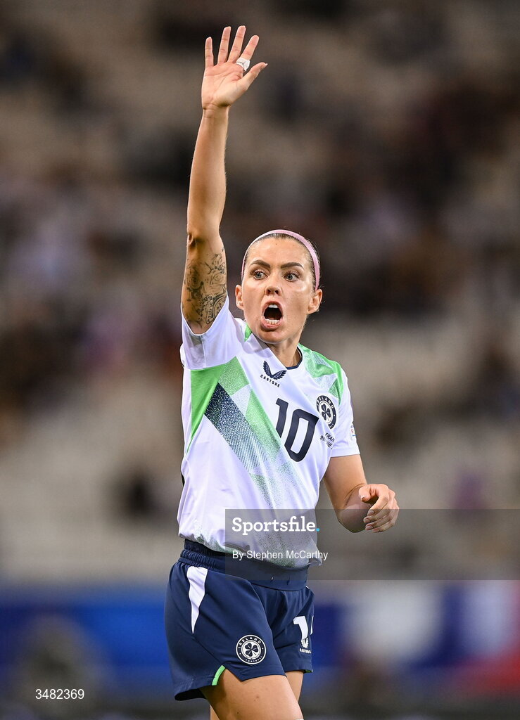 9 June 2026; Denise O'Sullivan of Republic of Ireland during the 2027 FIFA Women’s World Cup Qualifier match between France and Republic of Ireland at Stade des Alpes in Grenoble, France. Photo by Stephen McCarthy/Sportsfile