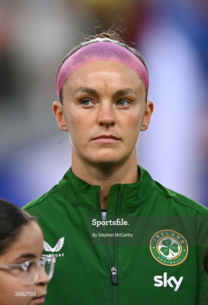 9 June 2026; Caitlin Hayes of Republic of Ireland before the 2027 FIFA Women’s World Cup Qualifier match between France and Republic of Ireland at Stade des Alpes in Grenoble, France. Photo by Stephen McCarthy/Sportsfile