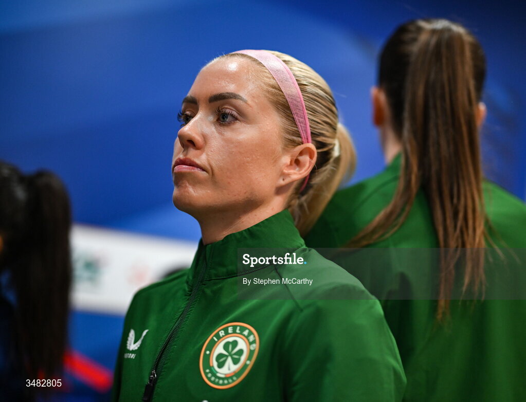 9 June 2026; Denise O’Sullivan of Republic of Ireland before the 2027 FIFA Women’s World Cup Qualifier match between France and Republic of Ireland at Stade des Alpes in Grenoble, France. Photo by Stephen McCarthy/Sportsfile