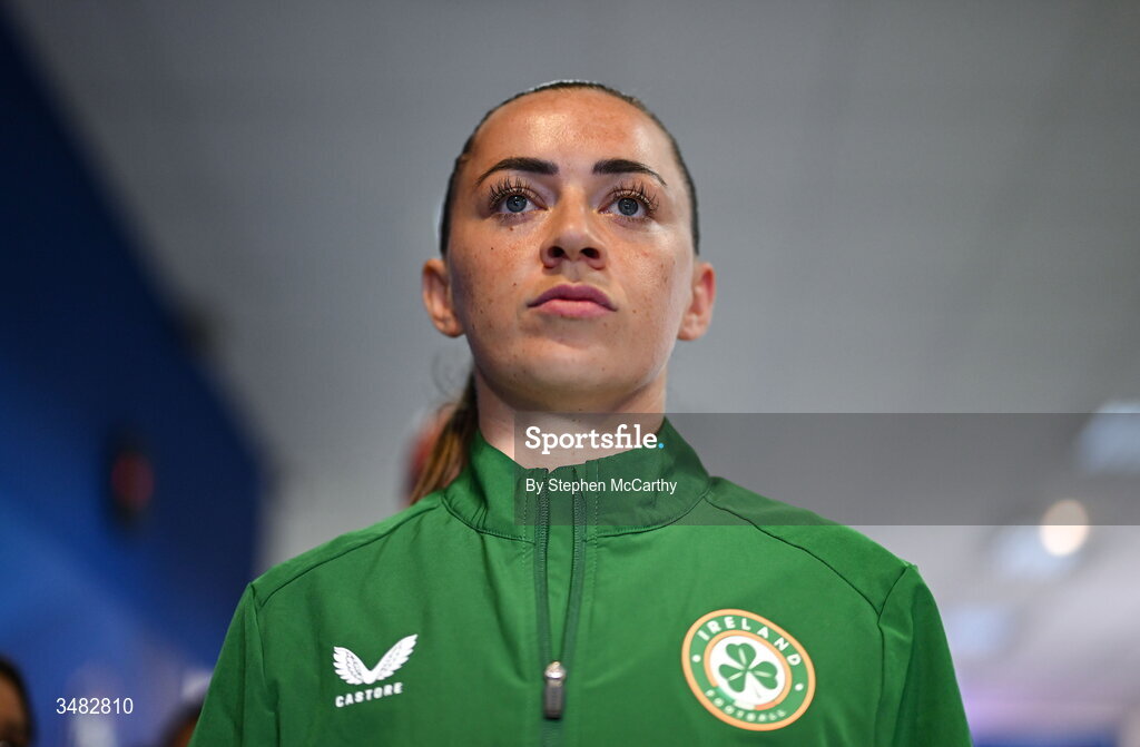 9 June 2026; Katie McCabe before the 2027 FIFA Women’s World Cup Qualifier match between France and Republic of Ireland at Stade des Alpes in Grenoble, France. Photo by Stephen McCarthy/Sportsfile