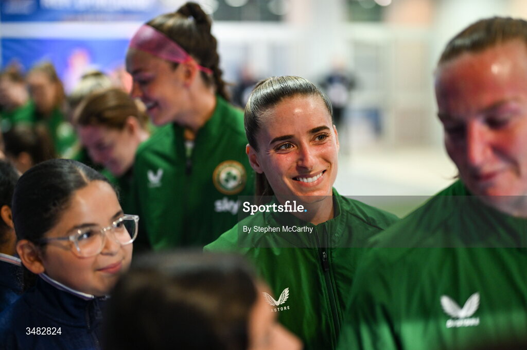 9 June 2026; Chloe Mustaki of Republic of Ireland before the 2027 FIFA Women’s World Cup Qualifier match between France and Republic of Ireland at Stade des Alpes in Grenoble, France. Photo by Stephen McCarthy/Sportsfile