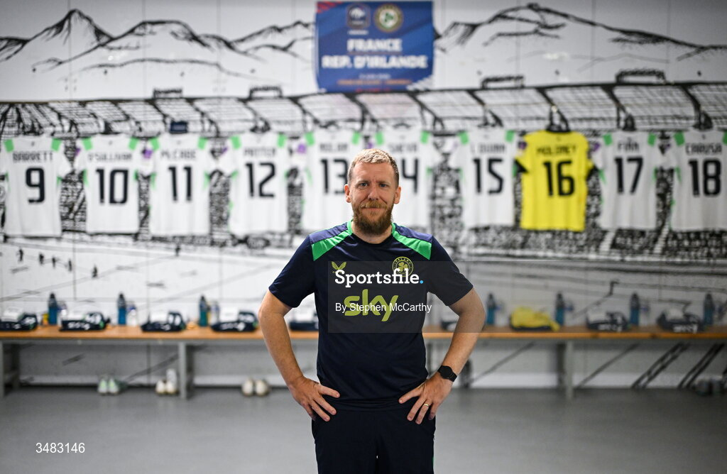 9 June 2026; Republic of Ireland equipment officer Barry Sanfey in their dressing room before the 2027 FIFA Women’s World Cup Qualifier match between France and Republic of Ireland at Stade des Alpes in Grenoble, France. Photo by Stephen McCarthy/Sportsfile
