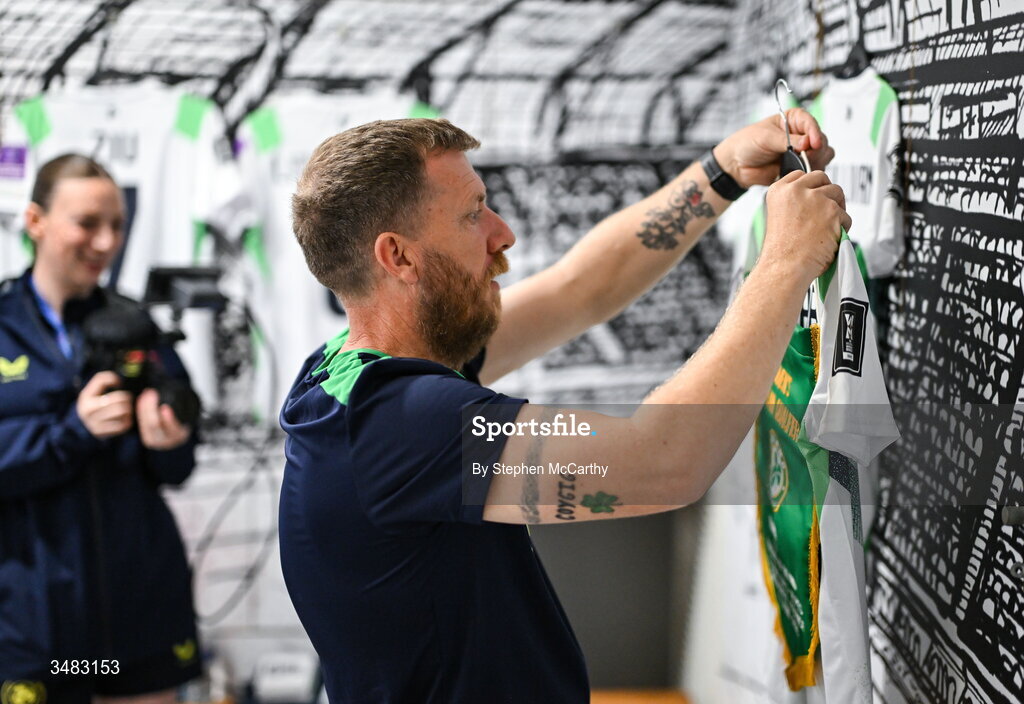 9 June 2026; Republic of Ireland equipment officer Barry Sanfey in their dressing room before the 2027 FIFA Women’s World Cup Qualifier match between France and Republic of Ireland at Stade des Alpes in Grenoble, France. Photo by Stephen McCarthy/Sportsfile
