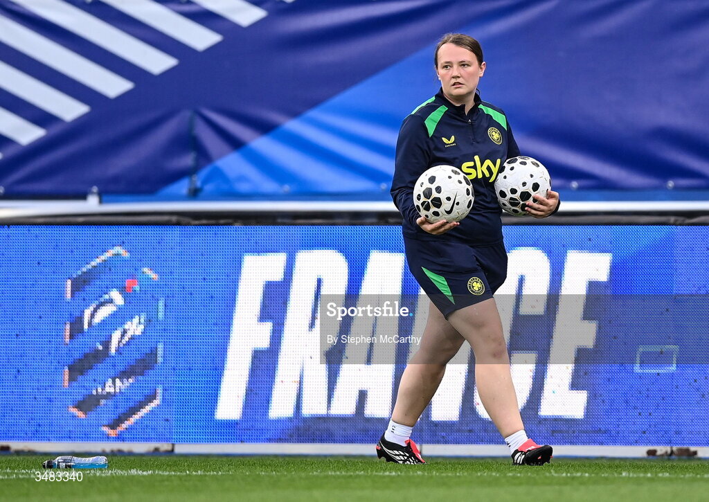 9 June 2026; Republic of Ireland equipment officer Rachel O'Hanlon before the 2027 FIFA Women’s World Cup Qualifier match between France and Republic of Ireland at Stade des Alpes in Grenoble, France. Photo by Stephen McCarthy/Sportsfile