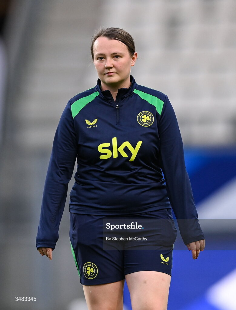 9 June 2026; Republic of Ireland equipment officer Rachel O'Hanlon before the 2027 FIFA Women’s World Cup Qualifier match between France and Republic of Ireland at Stade des Alpes in Grenoble, France. Photo by Stephen McCarthy/Sportsfile