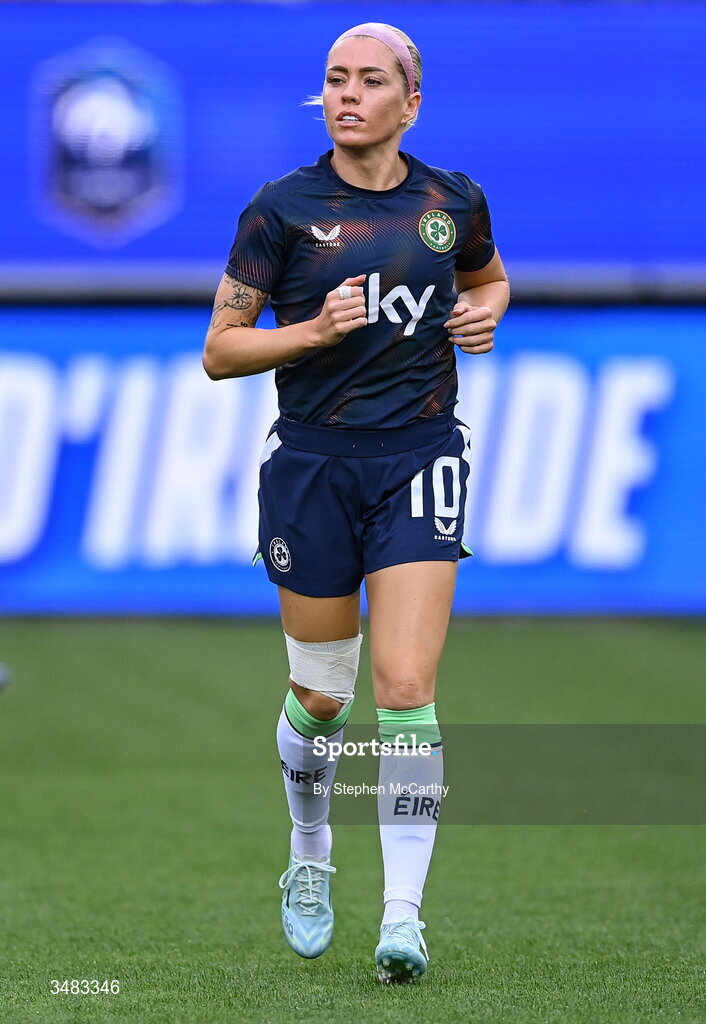 9 June 2026; Denise O’Sullivan of Republic of Ireland before the 2027 FIFA Women’s World Cup Qualifier match between France and Republic of Ireland at Stade des Alpes in Grenoble, France. Photo by Stephen McCarthy/Sportsfile