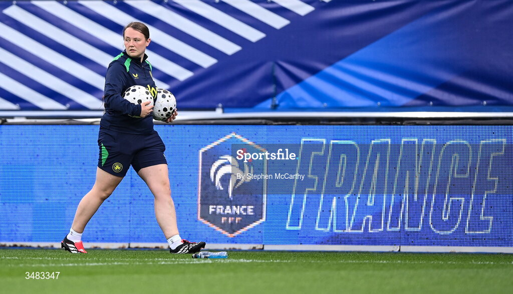 9 June 2026; Republic of Ireland equipment officer Rachel O'Hanlon before the 2027 FIFA Women’s World Cup Qualifier match between France and Republic of Ireland at Stade des Alpes in Grenoble, France. Photo by Stephen McCarthy/Sportsfile