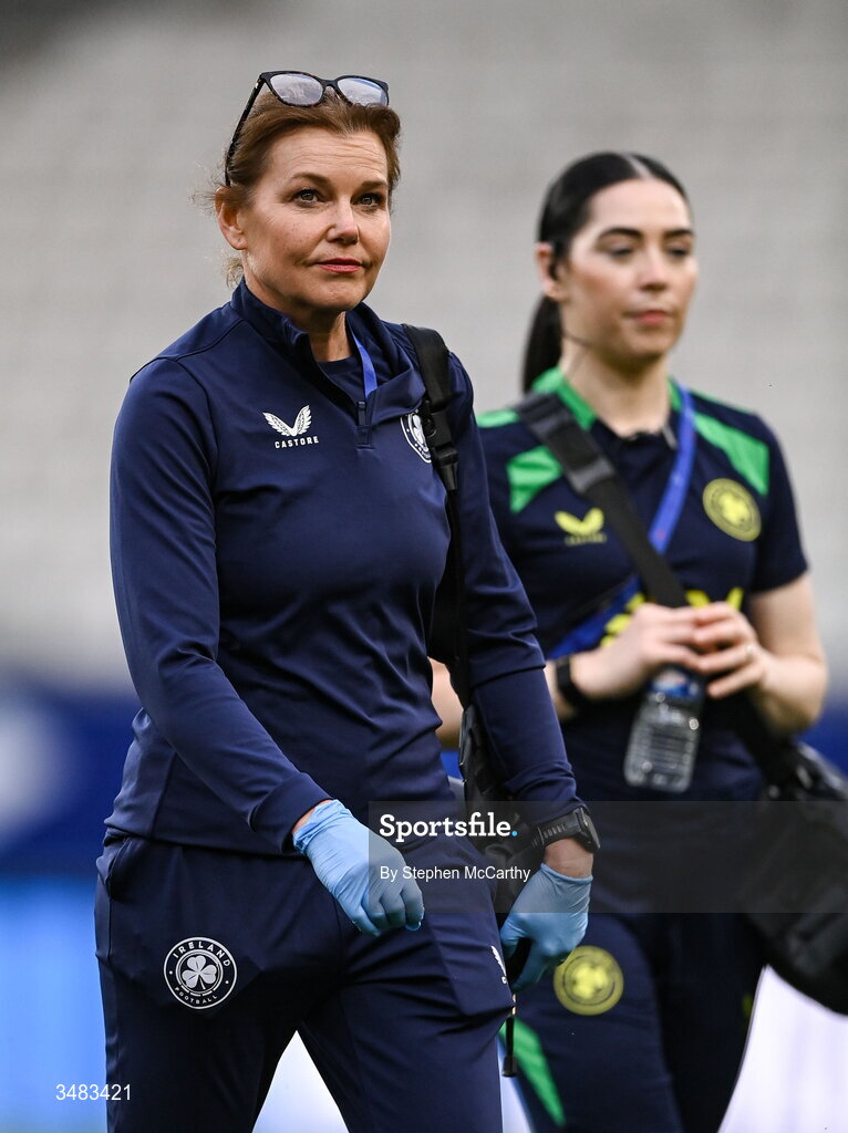 9 June 2026; Dr Siobhan Forman, Republic of Ireland team doctor, before the 2027 FIFA Women’s World Cup Qualifier match between France and Republic of Ireland at Stade des Alpes in Grenoble, France. Photo by Stephen McCarthy/Sportsfile