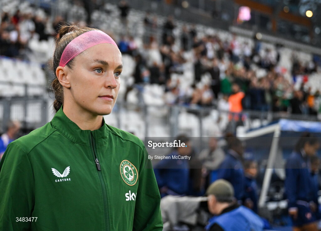 9 June 2026; Caitlin Hayes of Republic of Ireland before the 2027 FIFA Women’s World Cup Qualifier match between France and Republic of Ireland at Stade des Alpes in Grenoble, France. Photo by Stephen McCarthy/Sportsfile