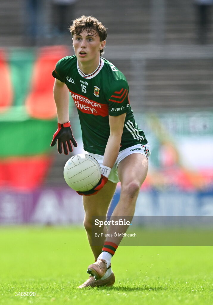 31 May 2026; Kobe McDonald of Mayo during the GAA Football All-Ireland Senior Championship Round 1 match between Monaghan and Mayo at St Tiernach's Park in Clones, Monaghan. Photo by Piaras Ó Mídheach/Sportsfile