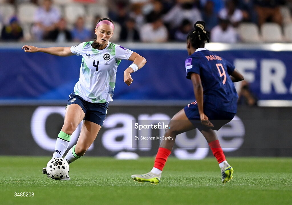 9 June 2026; Caitlin Hayes of Republic of Ireland during the 2027 FIFA Women’s World Cup Qualifier match between France and Republic of Ireland at Stade des Alpes in Grenoble, France. Photo by Stephen McCarthy/Sportsfile