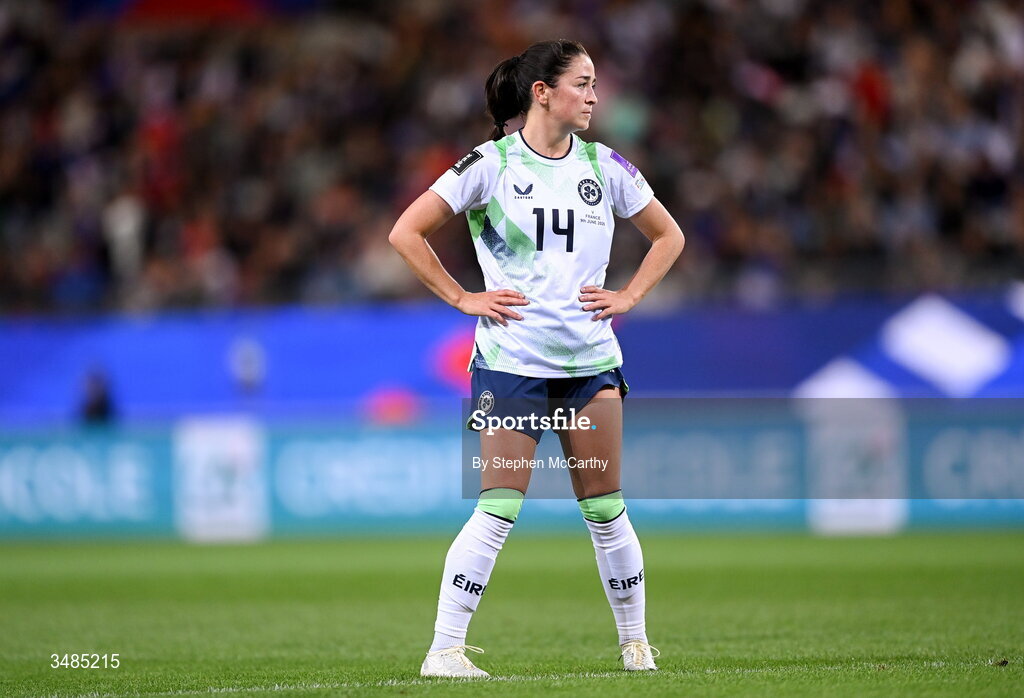 9 June 2026; Marissa Sheva of Republic of Ireland during the 2027 FIFA Women’s World Cup Qualifier match between France and Republic of Ireland at Stade des Alpes in Grenoble, France. Photo by Stephen McCarthy/Sportsfile
