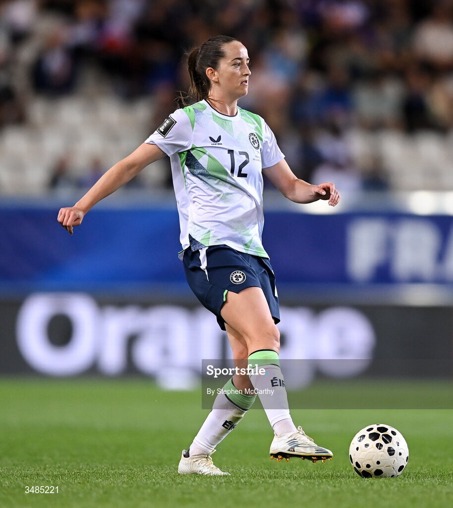 9 June 2026; Anna Patten of Republic of Ireland during the 2027 FIFA Women’s World Cup Qualifier match between France and Republic of Ireland at Stade des Alpes in Grenoble, France. Photo by Stephen McCarthy/Sportsfile